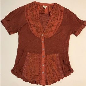 Anthropologie- size small, burnt orange blouse